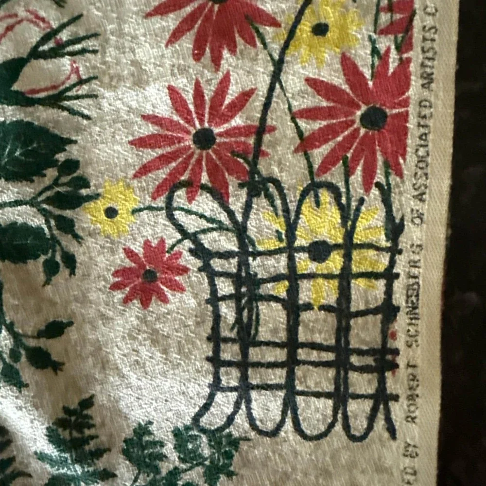 VTG 1952 Riverdale Barkcloth Fabric Panel 23